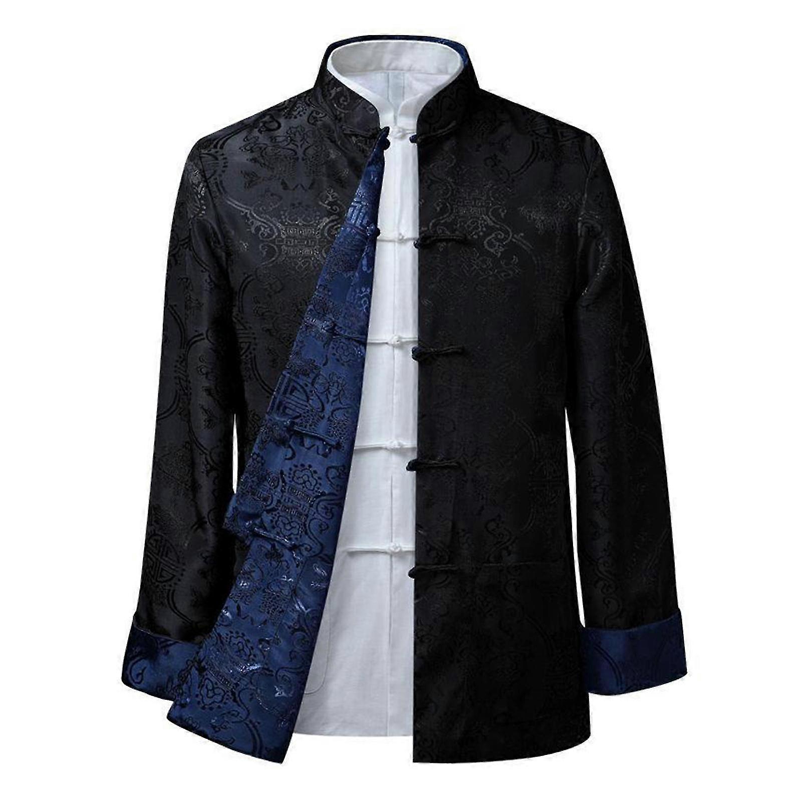 Tang Kostym Kappa Retro Långärmad Vändbar Kinesisk Stil Traditionella Kläder Håll Varm Stativkrage Vintage Kinesisk Skjorta