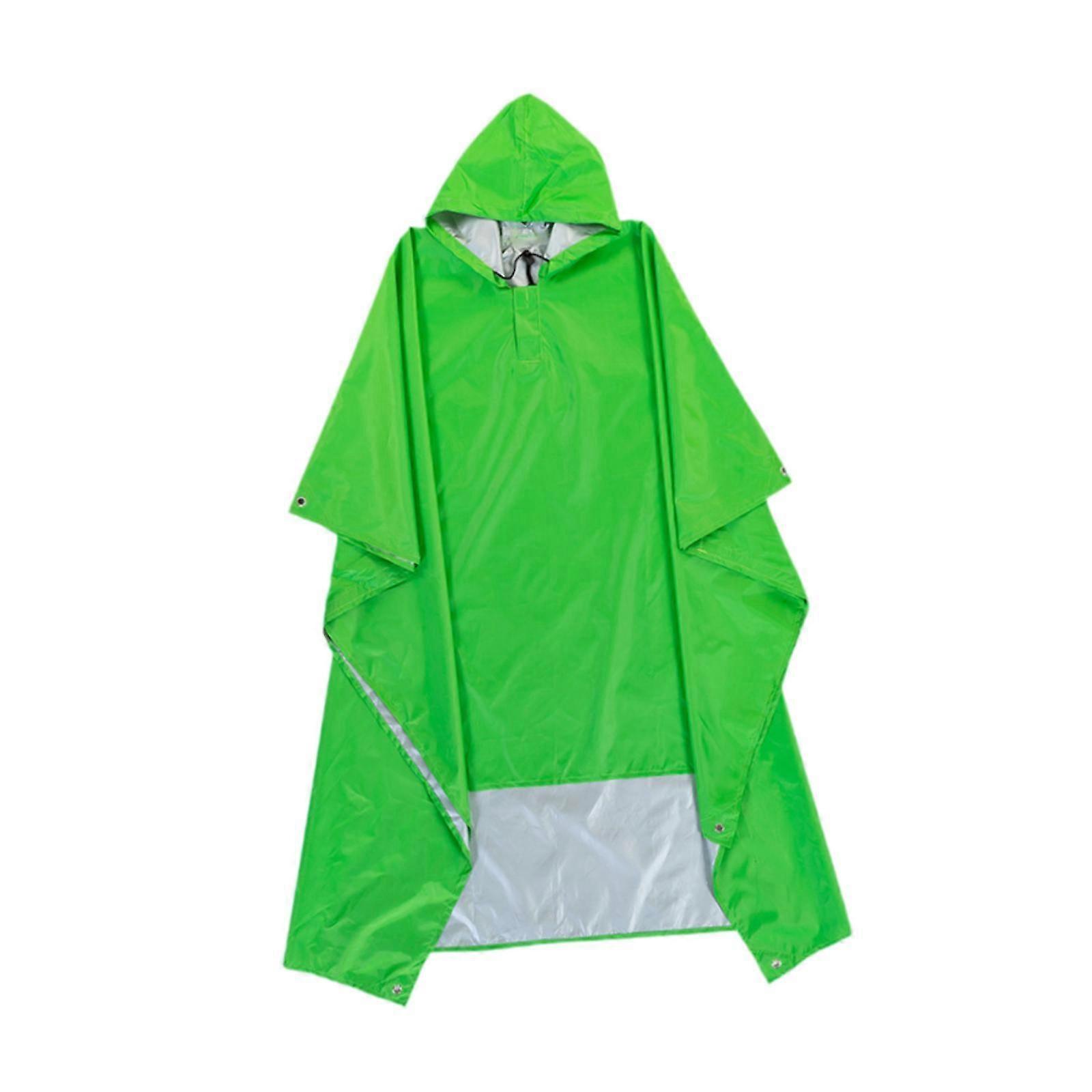 Poncho de pluie à capuche Imperméable léger pour les voyages Randonnée Activités de plein air Vert vif
