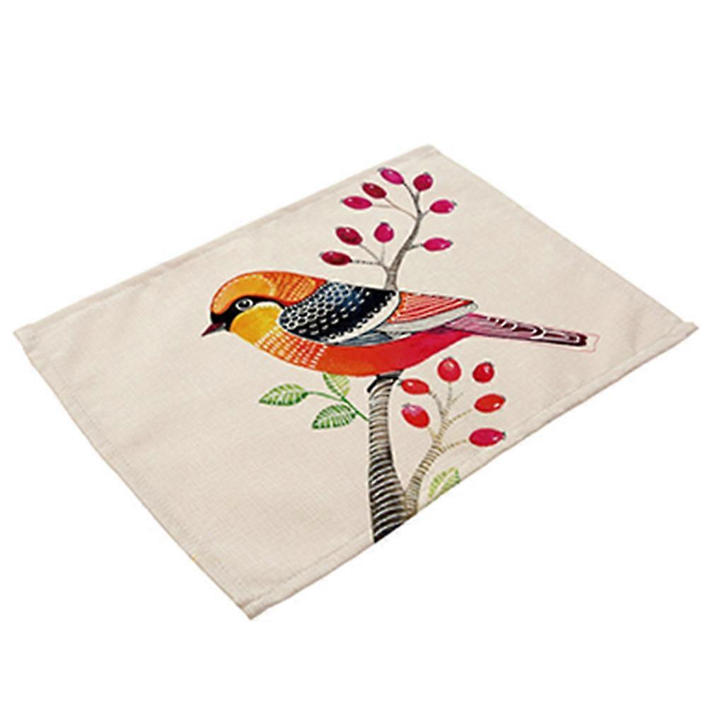 Beautiful Bird Pattern Print Heat Insulation Placemat Tableware Table Mat (MA0002-4)