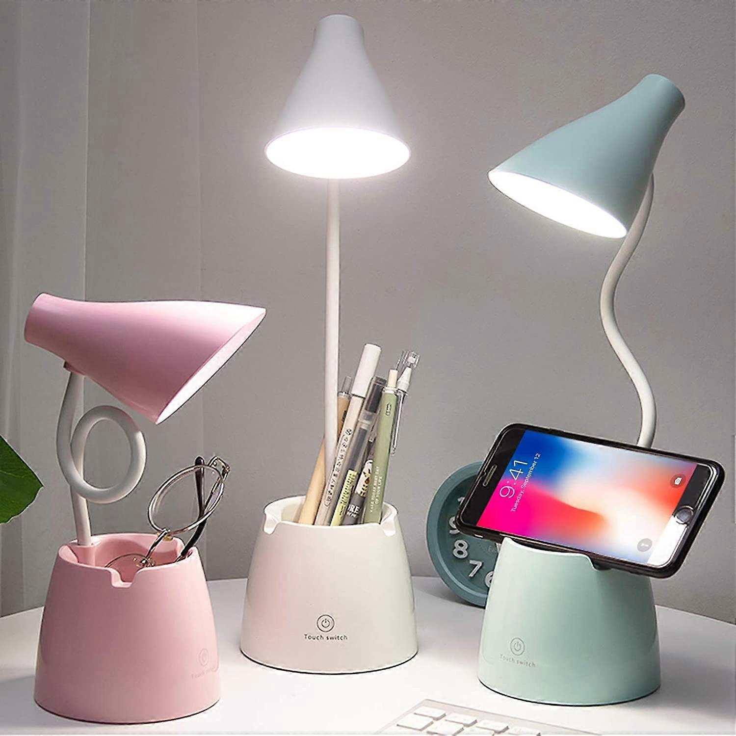 Desk lamp, LED table lamp with 3 lighting modes and touch sensor, study, work (Pink)