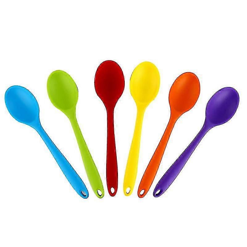 6pcs Silicone Nonstick Mixing Spoon High Resistant,cooking Spoon