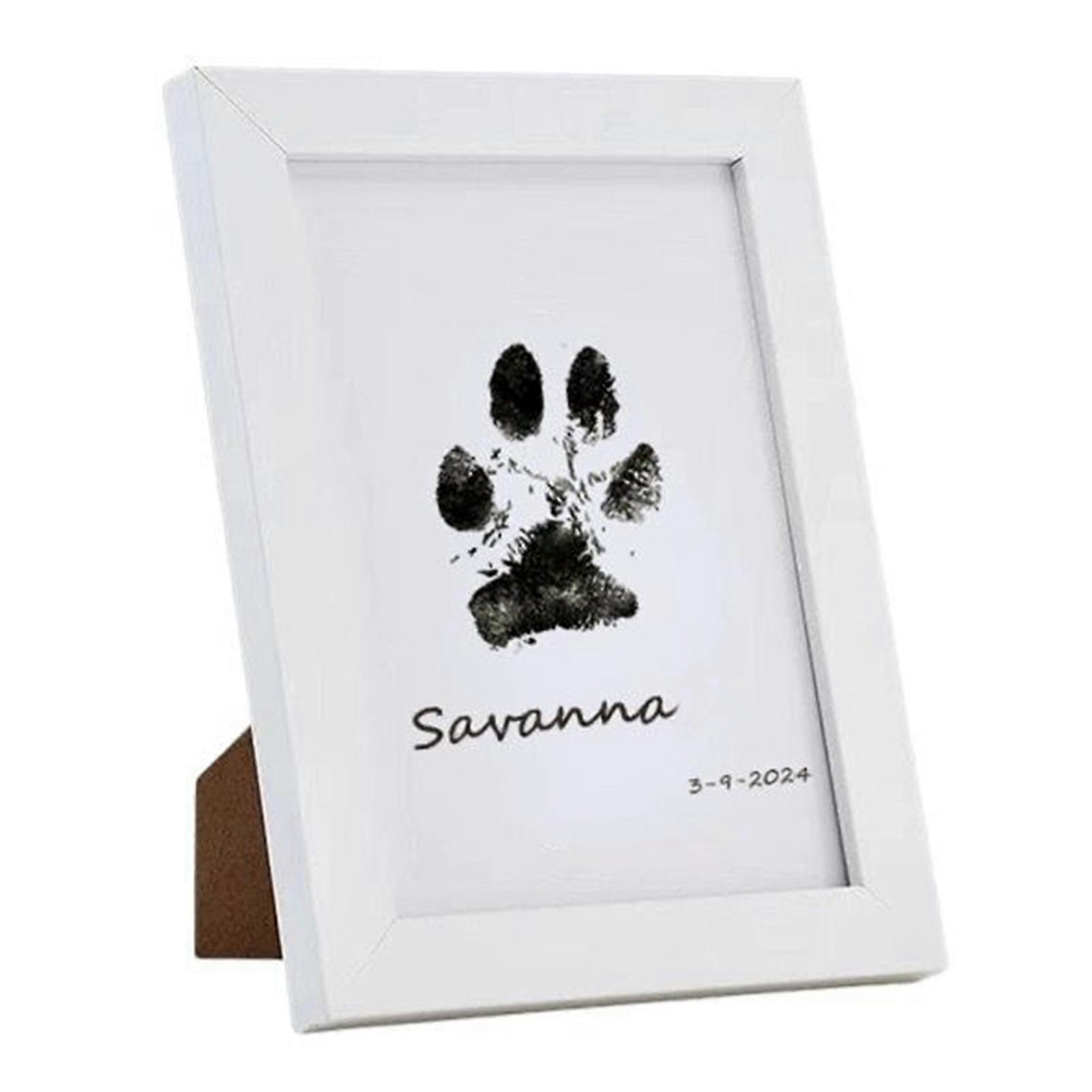 Pet Paw Printing Kit Personalized Memorial Picture Frame with Ink for Pet Lover DIY Keepsake