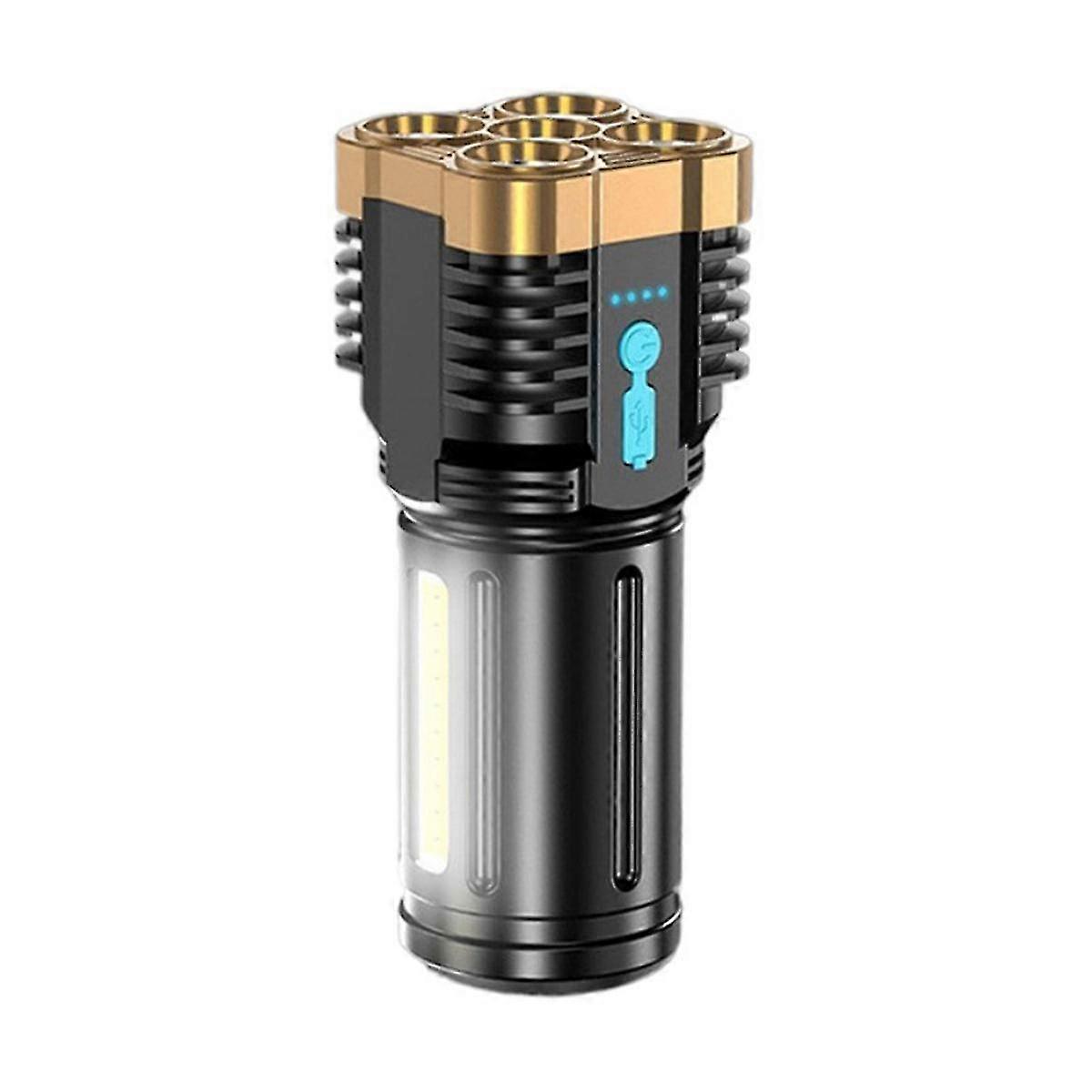 5LED High Power Led Flashlights Rechargeable Camping Spotlight with Side Light 3 Lighting Modes for Camping Outdoor