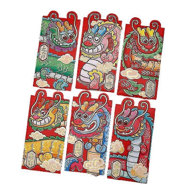 Set Of 6 Chinese New Year Red Envelopes Hongbao Set Lucky Money Bag