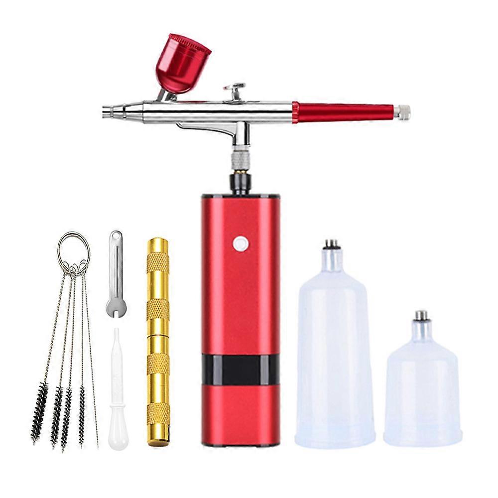Mini Wireless Airbrush With Compressor Kit High Pressure Single Action Spray Gun Set for Cake Coloring Model Painting Tattoos