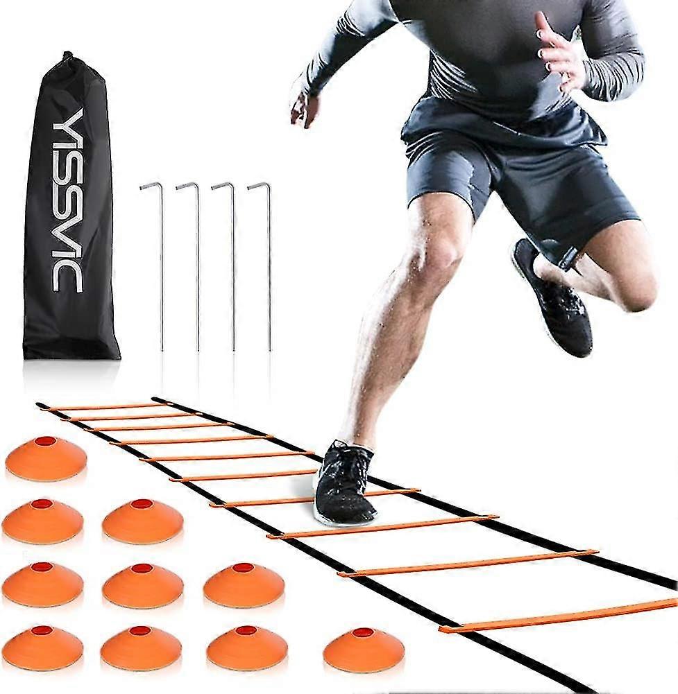 Agility Ladder Speed Ladder 6M 12-Rung with 10 Cones and 4 Stakes