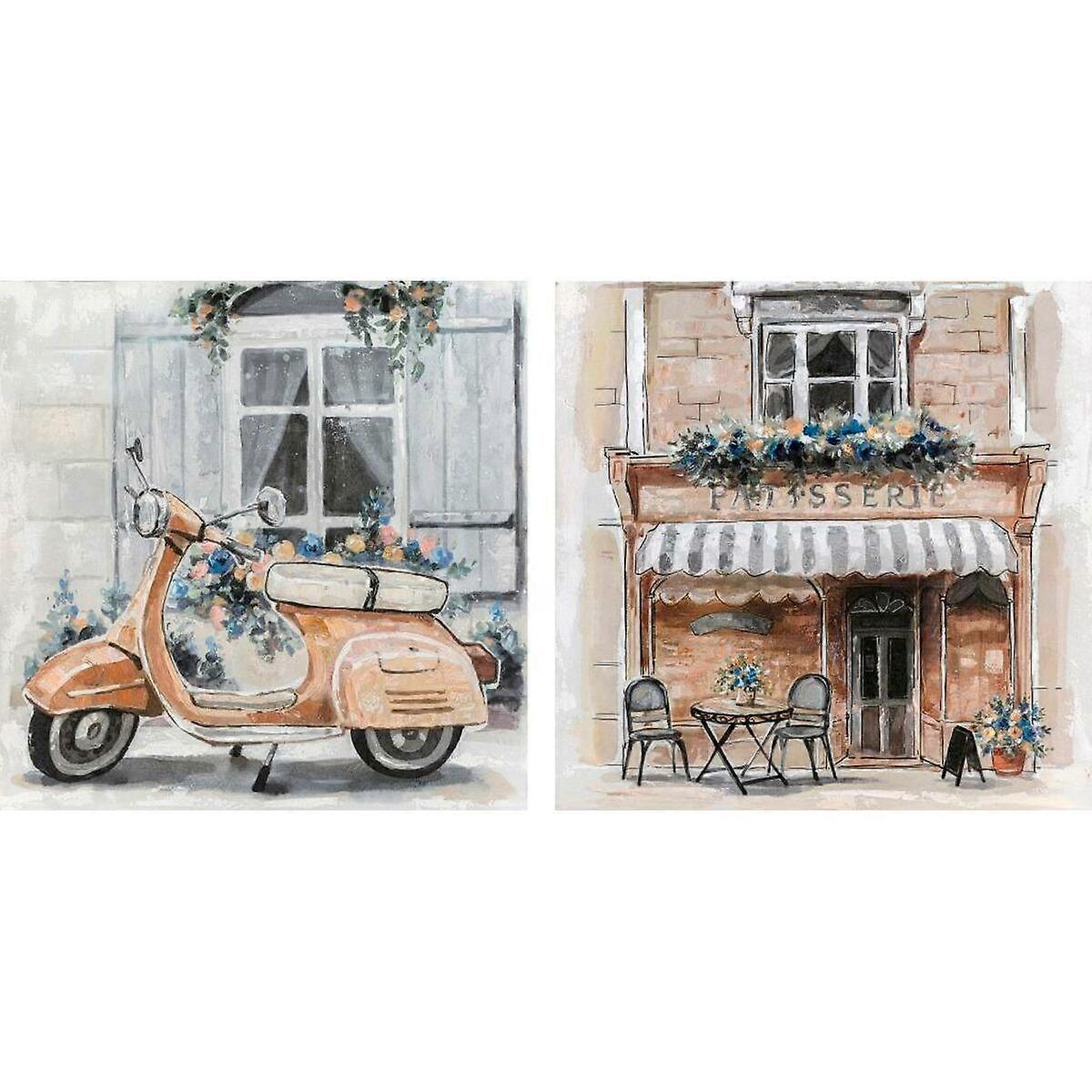 Canvas DKD Home Decor Street Traditional 90 x 3.7 x 90 cm 90 x 3.5 x 90 cm (2 pieces)