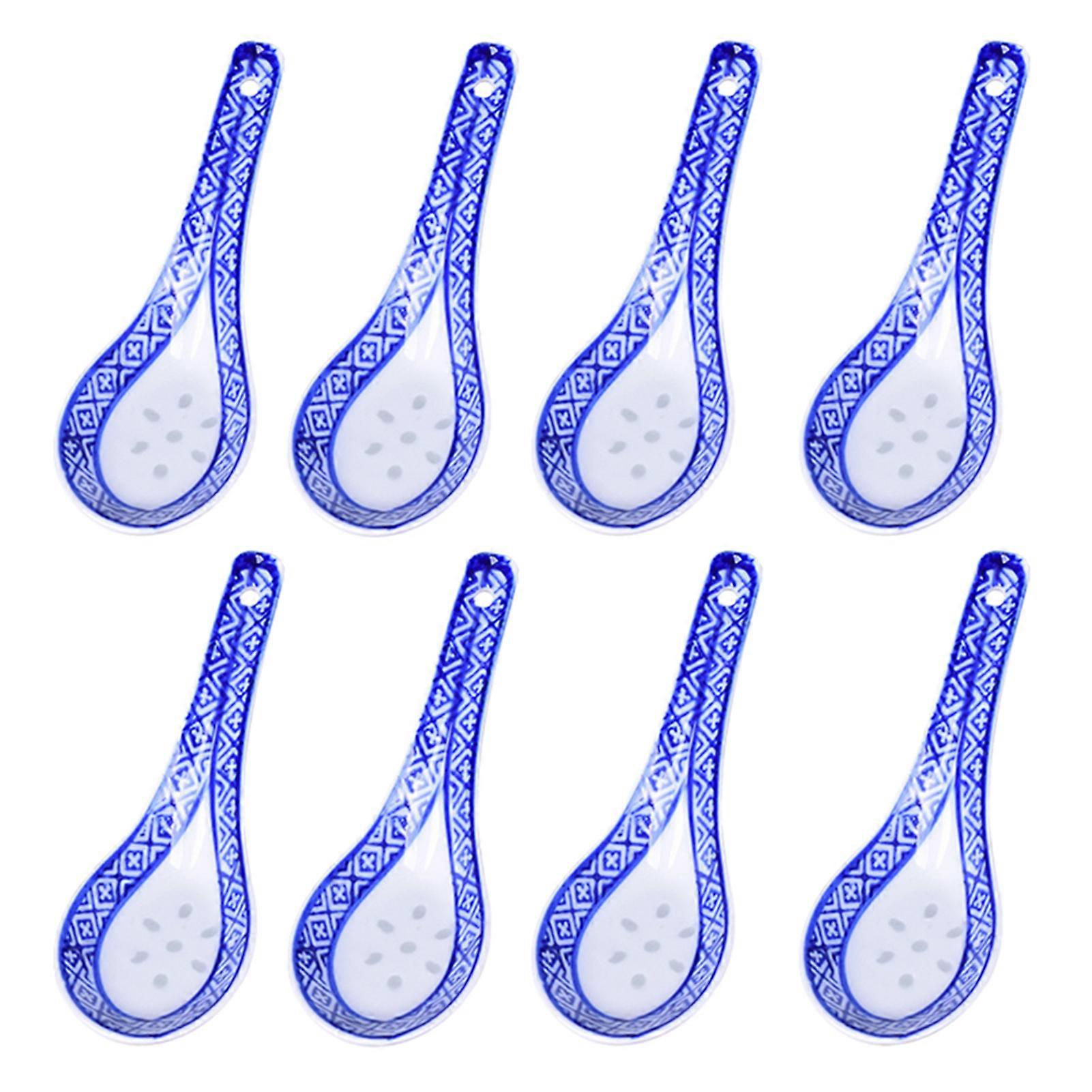 Chinese Soup Spoons Blue & White Porcelain Soup Spoon Ceramic Dinner Tableware