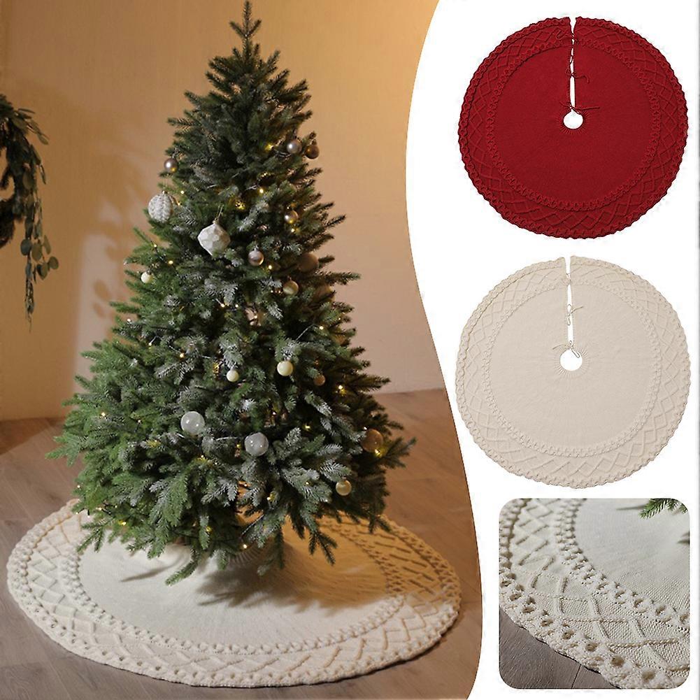 Simple Knitting Christmas Tree Skirt Bohemians Style Reusable Decoration for Living Room Home