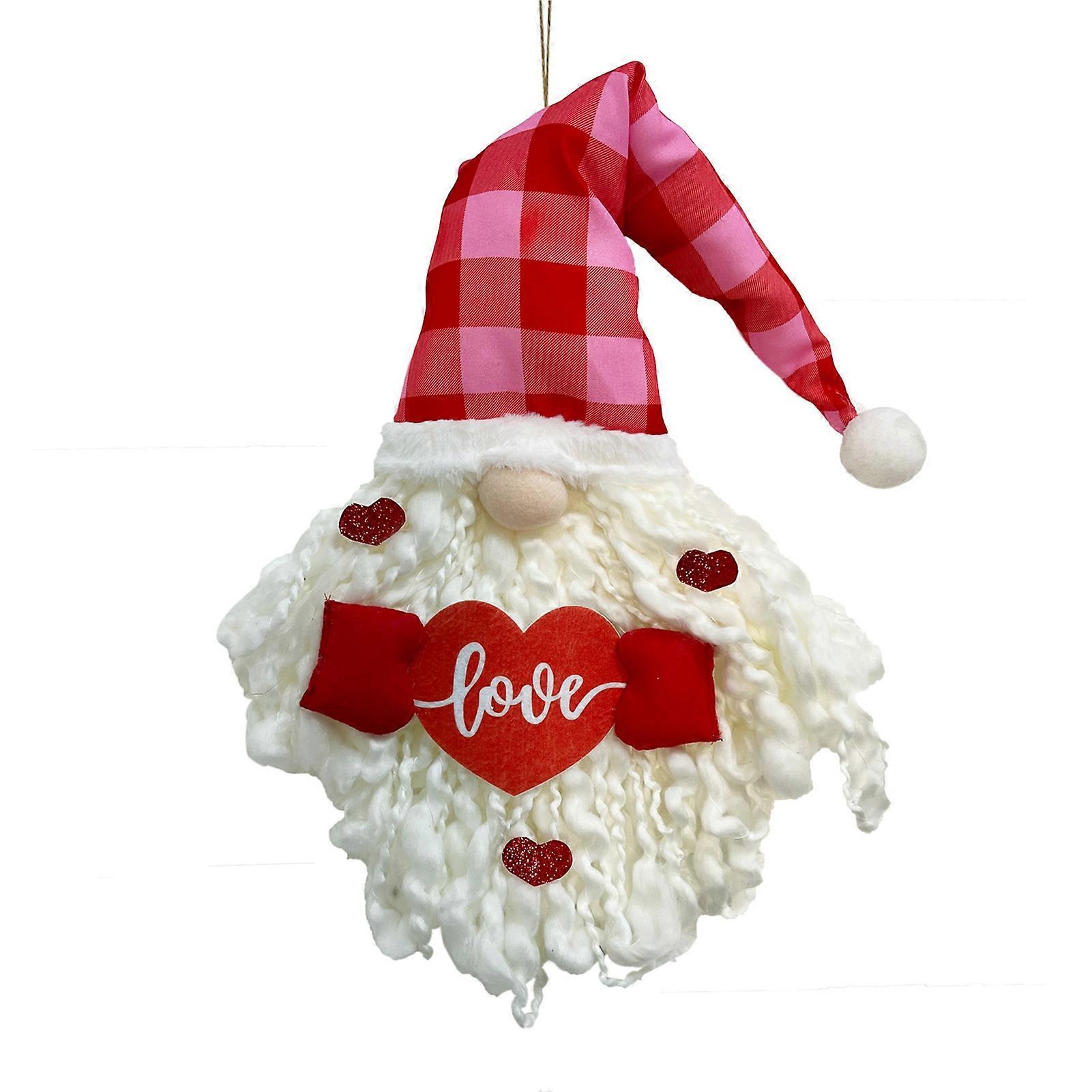 Heart Pattern Valentine\'s Day Pendant with Red Hat and Snow-white Beard for Walls Doors Windows