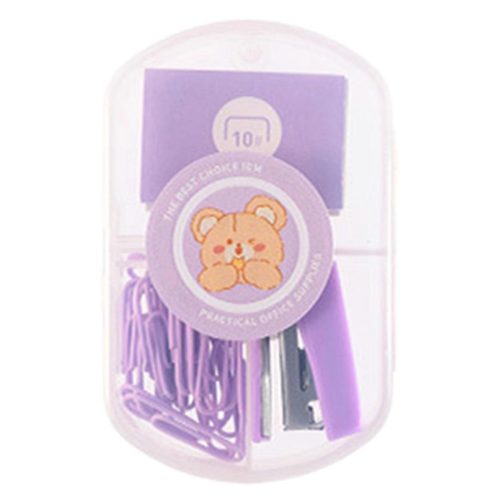 Stapler Set with Paper Clip Solid Color Desktop Stapler for Office Desk Accessories
