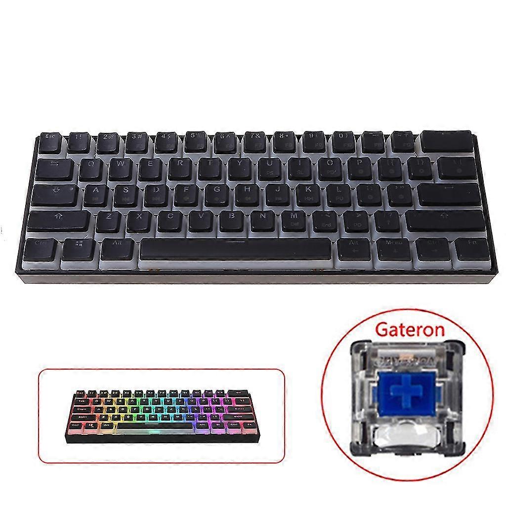 61 Keys Keyboard Led Backlit Round Keycap Wired Keyboard Pc Gaming Accessories