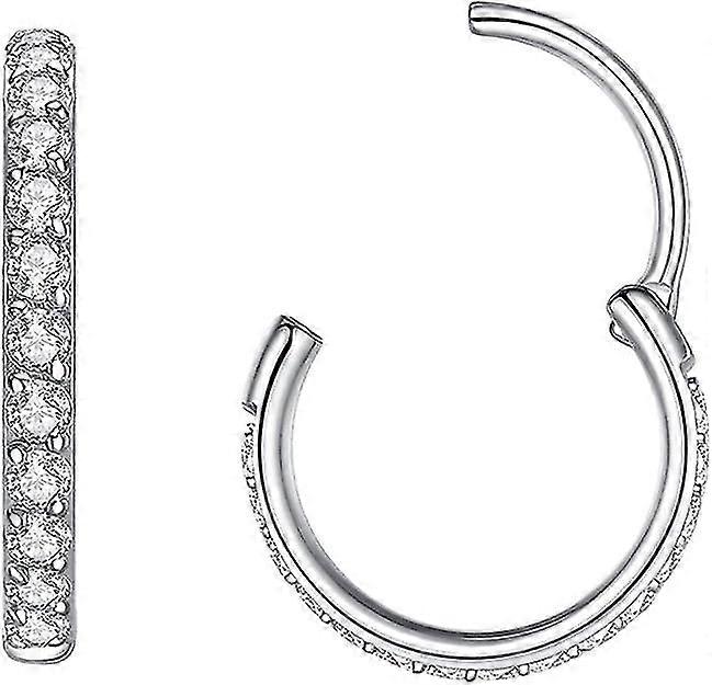 Nose Rings Cubic Zirconia Nose Ring Cartilage Earring Clear Cz Hoop Septum Ring Clicker 316l Surgical Steel Helix Piercing Ear Lobe Daith Rook Conch T