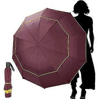 Home Rainproof Compact Golf Ombrello pieghevole a doppio strato (rosso) 1 pezzo