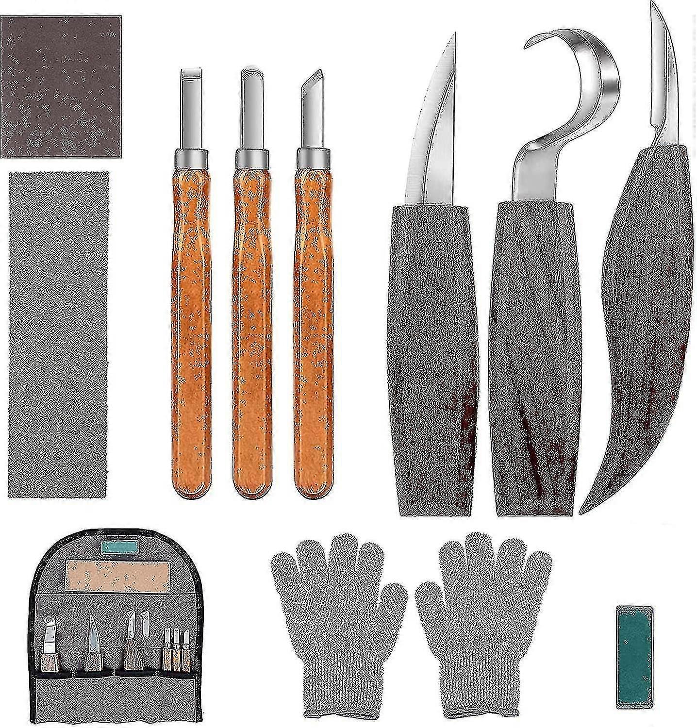 Betterlifefg-10pcs Wood Carving Tools, Wood Carving Kit With 3 Wood Chisels, 3 Wood Carving Knife, Carving Knife Set, Professional Wood Carving Tools