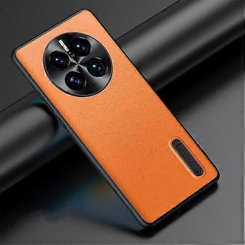 For Huawei Mate 50 Pro Folding Holder Plain Leather Phone Case