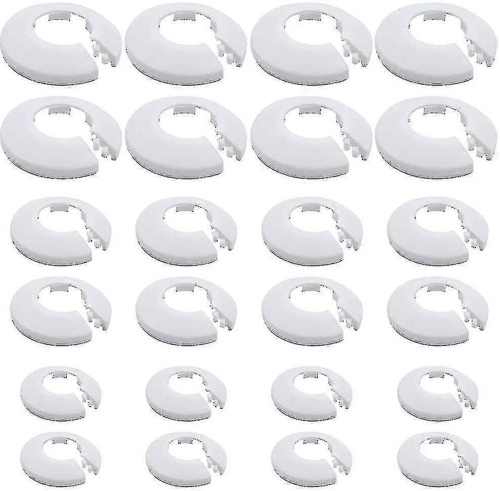 (24 Pieces) Pipe Collars White Plastic Radiator Pipe Covers Wall Flange Easy