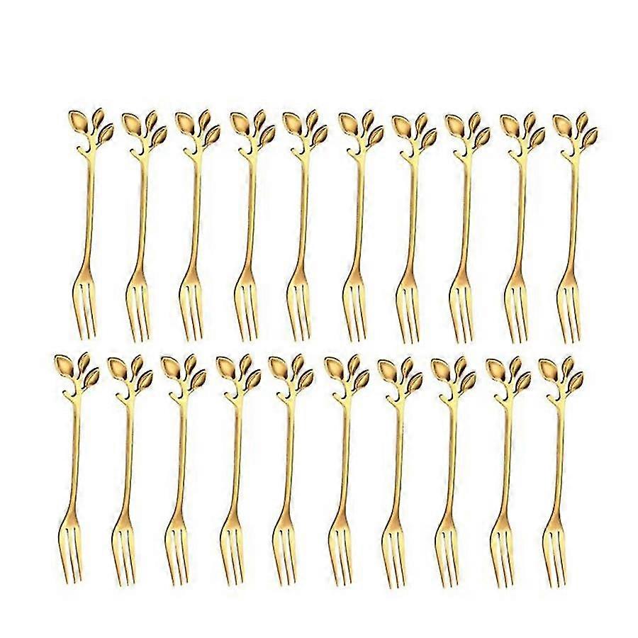 20pcs Stainless Steel Flatware Fruit Fork Dinnerware Appetizer Snack Dessert Fork Kitchen Tableware (haoyi
