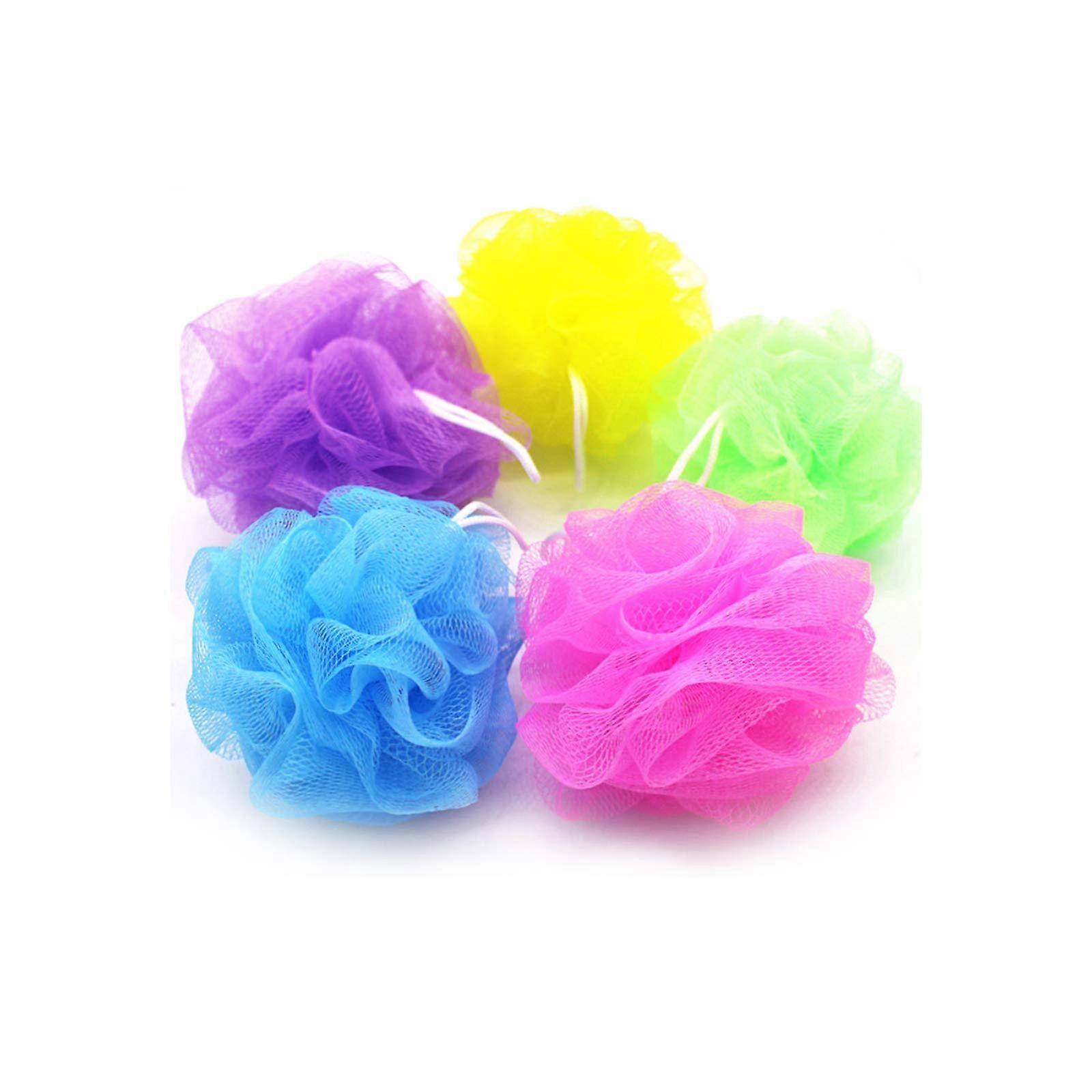 5 pcs Mesh Pouf Bath Sponge, Bath Sponge Shower Loofahs Balls, Mesh Loofah Body Exfoliating Shower Ball Random Color
