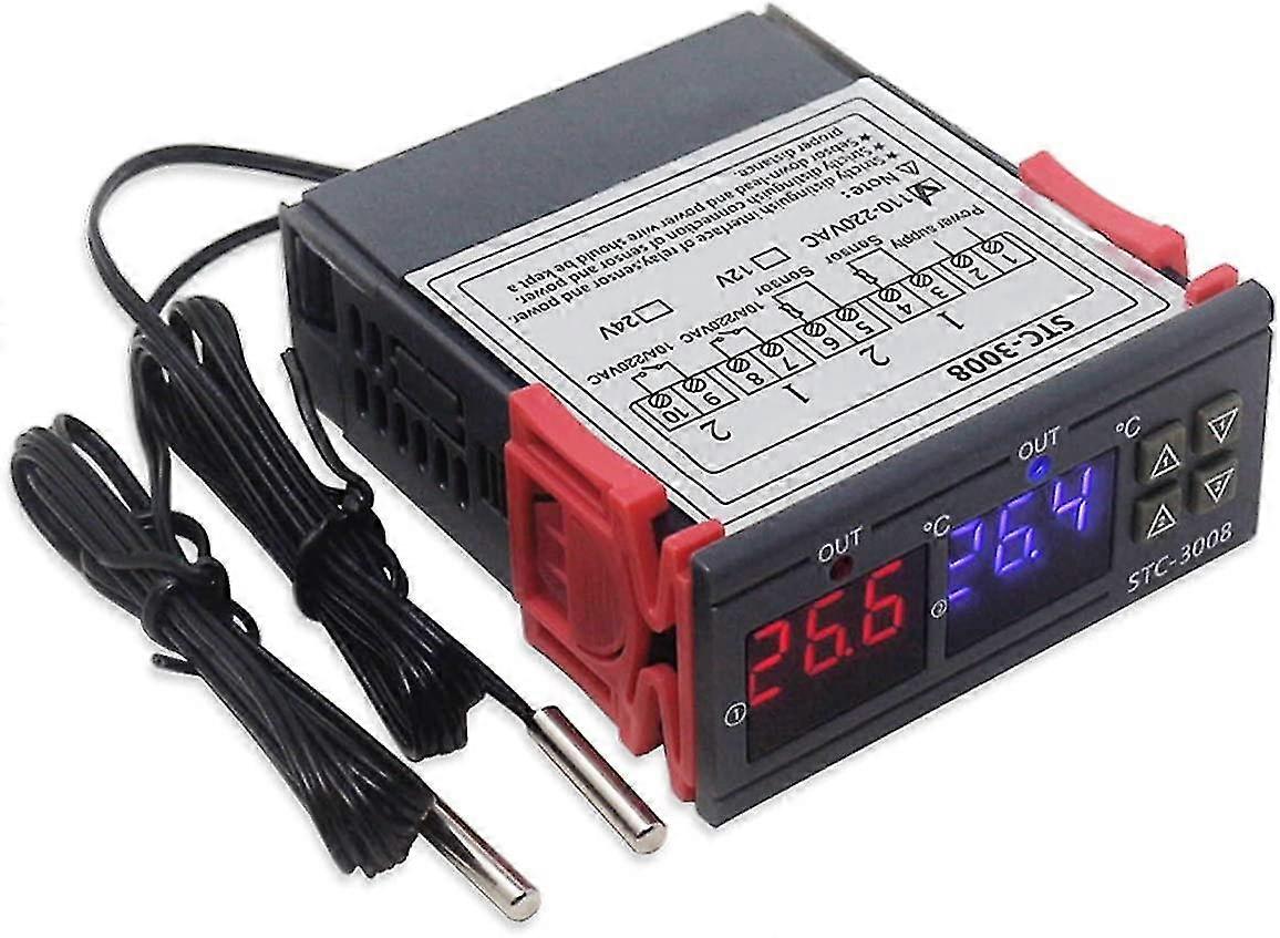 Dual Probe Smart Digital Temperature Controller Stc-3008 Display 2 Stage Heating And Cooling Mode (ac 110-220v)