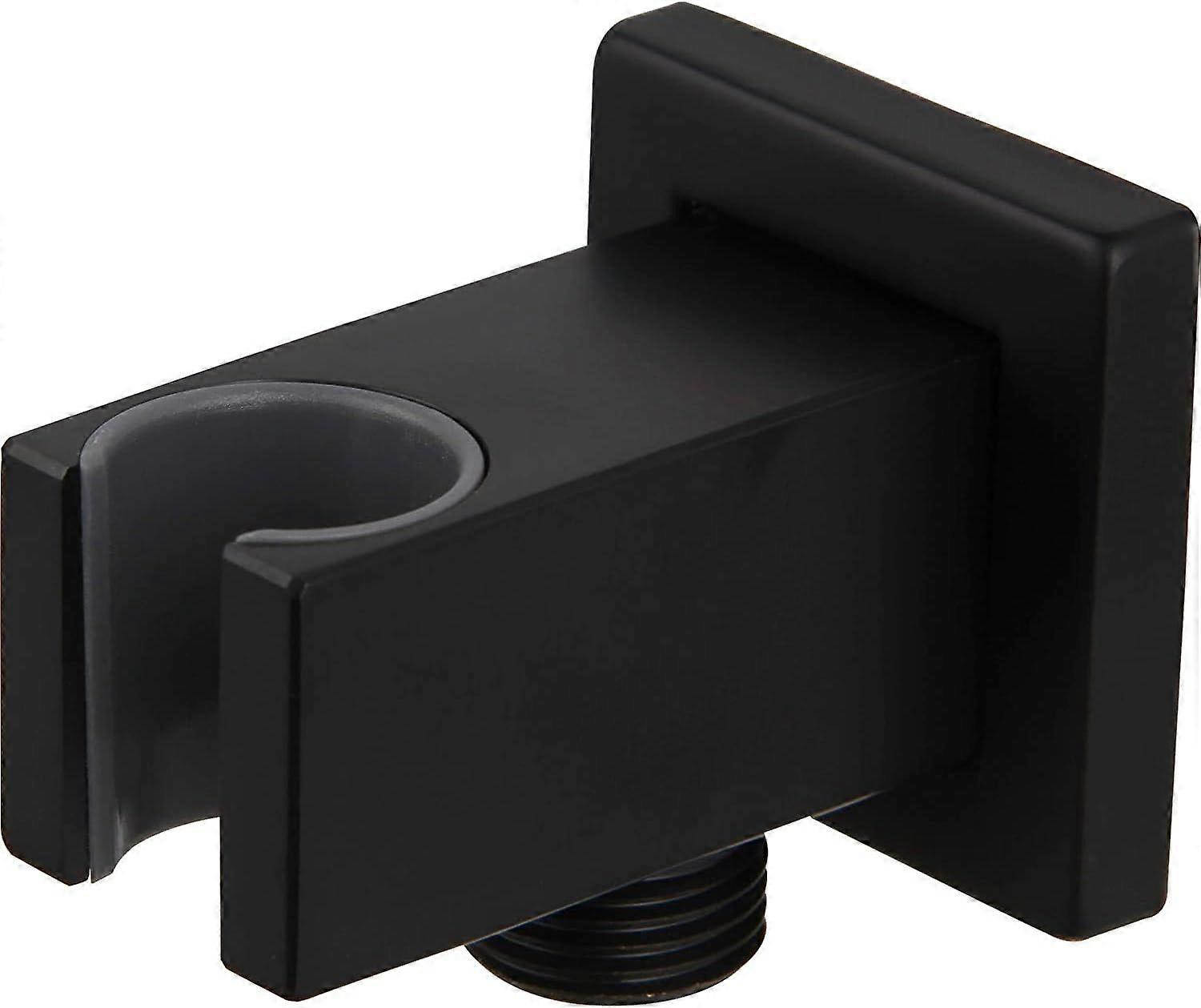 Shower support with 1/2" wall connection elbow in matte black brass
