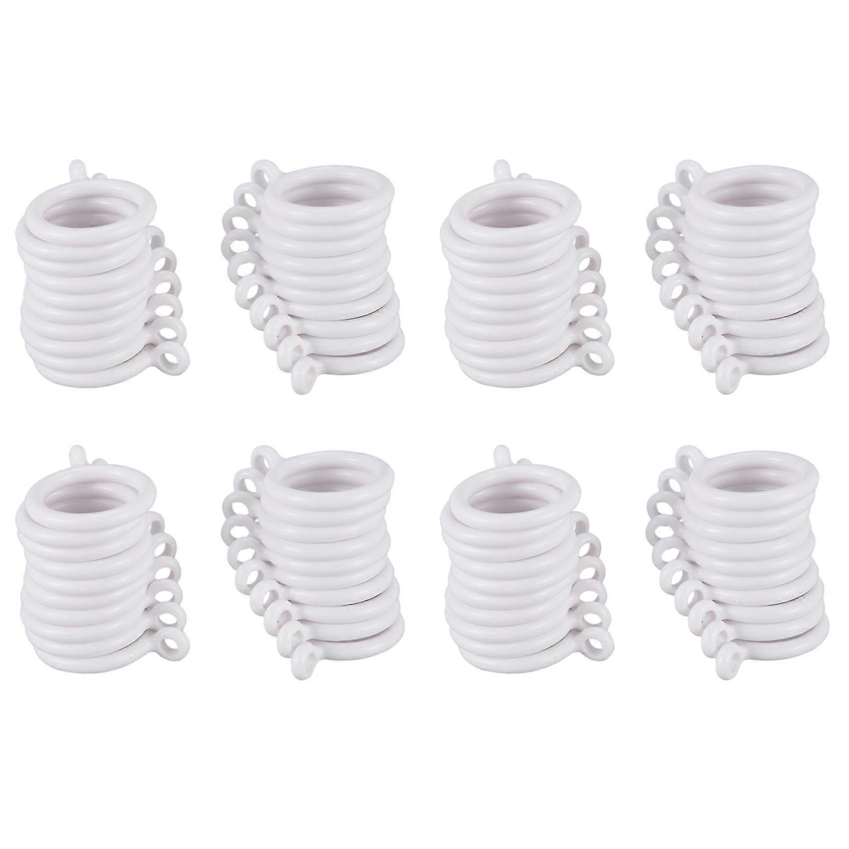 80x White 25mm Inner Plastic Curtain Rings