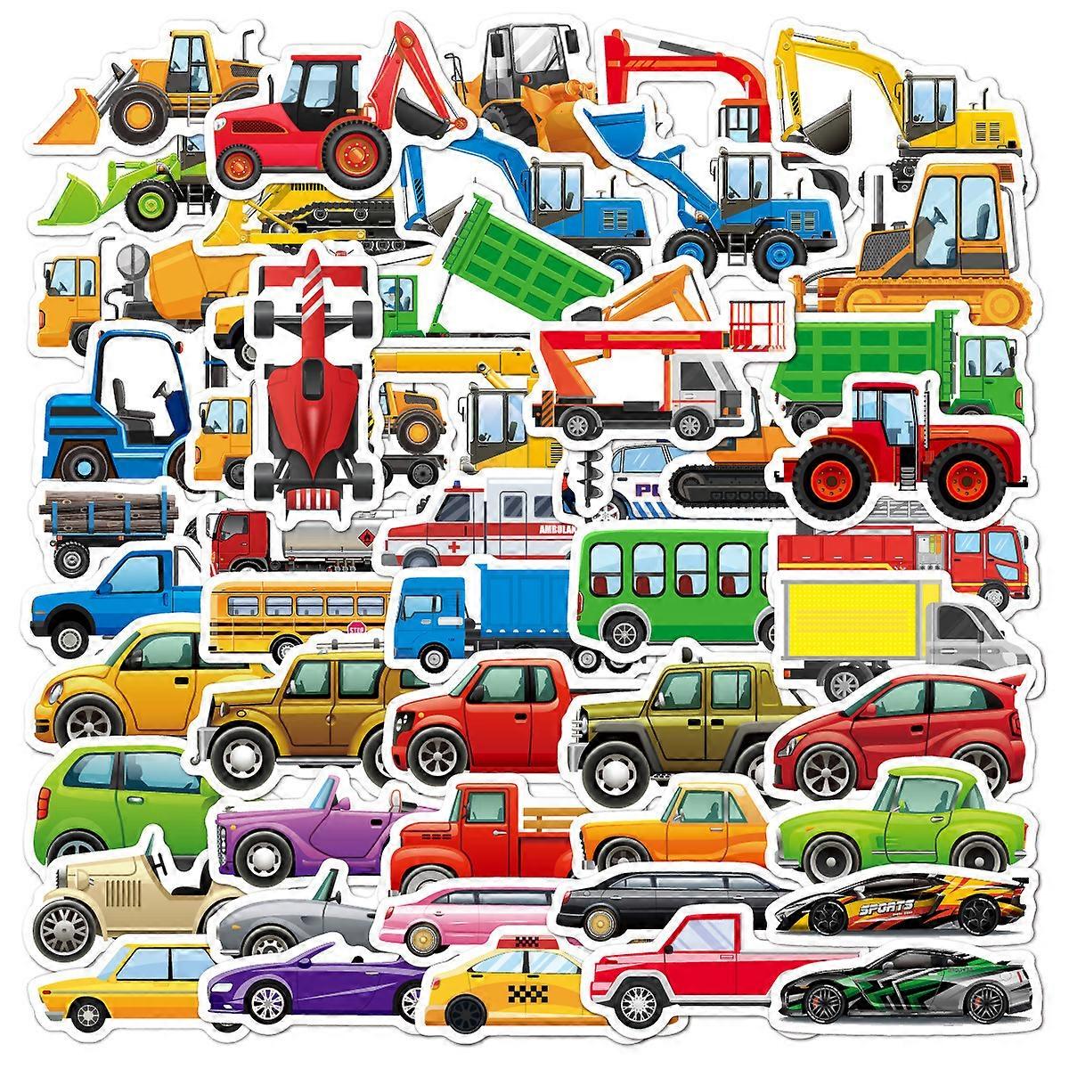 50Pcs Kids Truck Sticker Engineering Vehicle