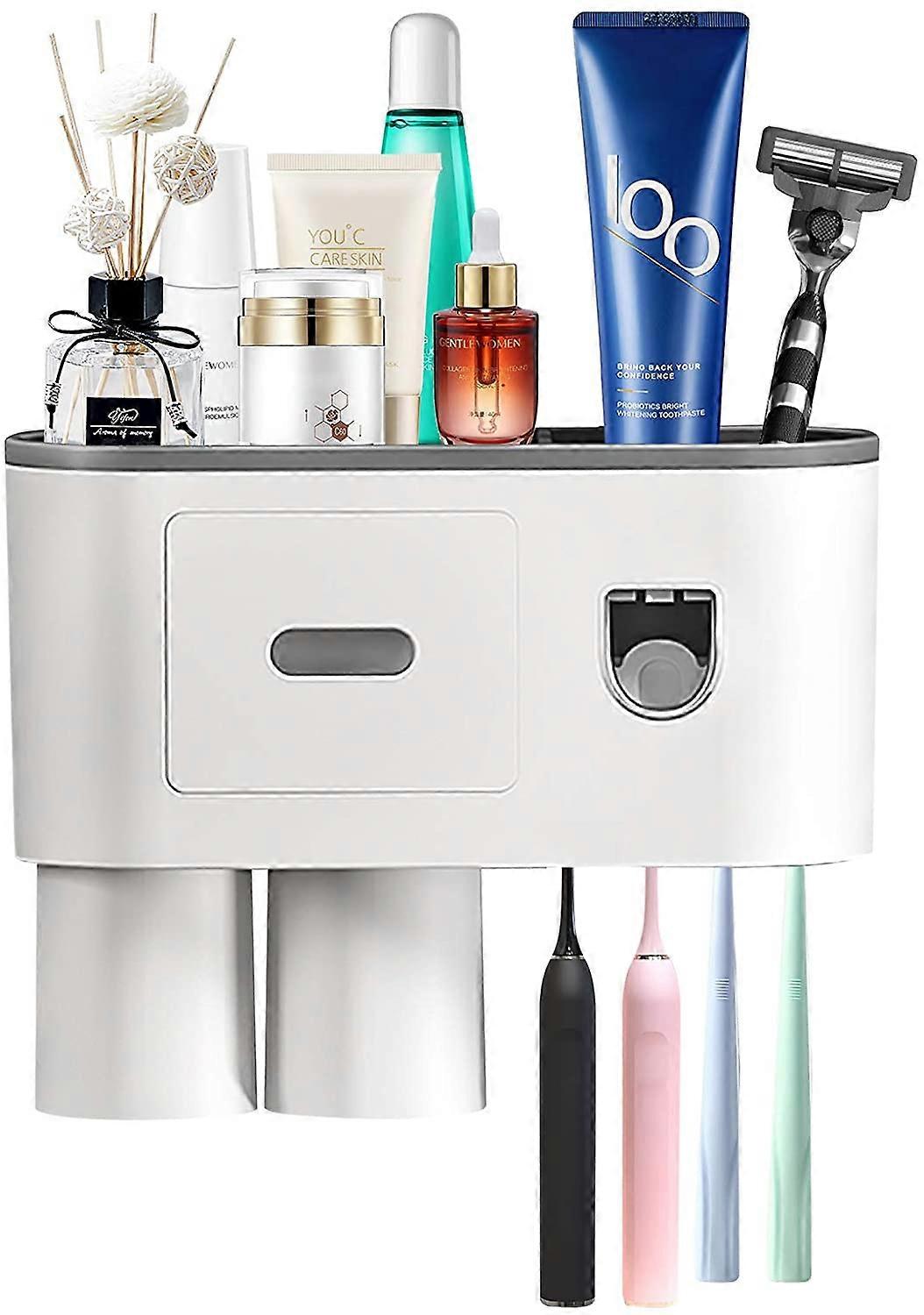 Automatic Toothpaste Dispenser and Toothbrush Holders for Bathroom