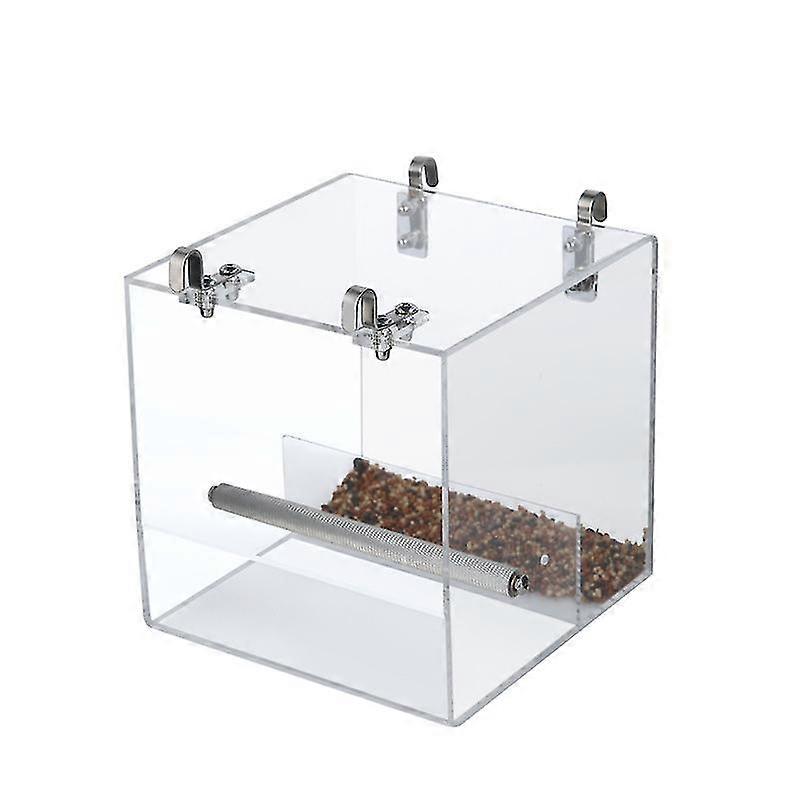 Bird Cage Acrylic Parrot Automatic Feeder Bird Overflow Feeder With Landing Rod/YY