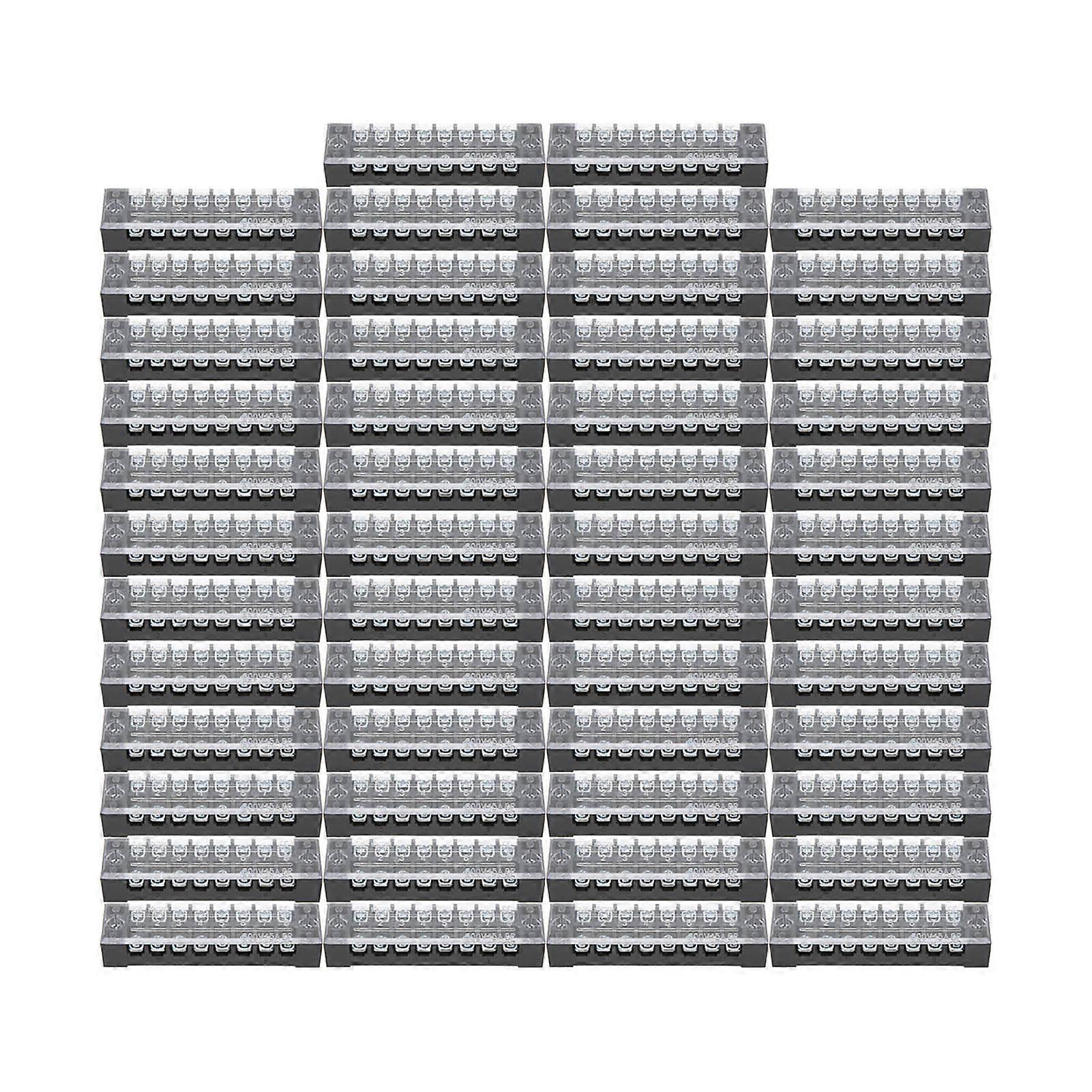 50PCS TB?1508L Dual Row Terminal Block Strip 15A 600V 8 Section Fixed Wiring Board Wire Connector Terminal Block