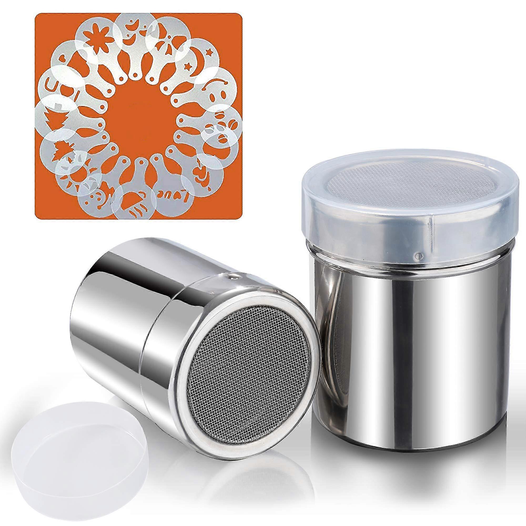 2pcs 304 Stainless Steel Mesh Sieve Cocoa Coffee Latte Cappuccino Mesh Sieve, 16pcs Barista Coffee Mold