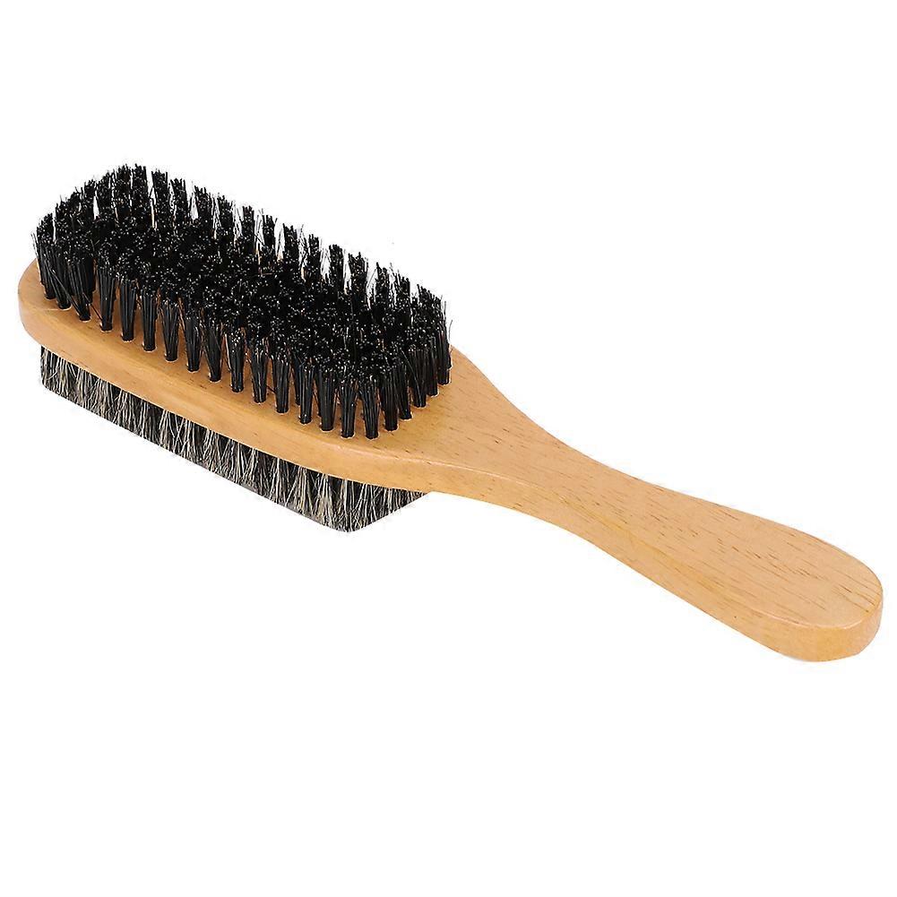 Double Sided Beard Brush Wooden Handle Facial Hair Trimming Modeling Brush(L )