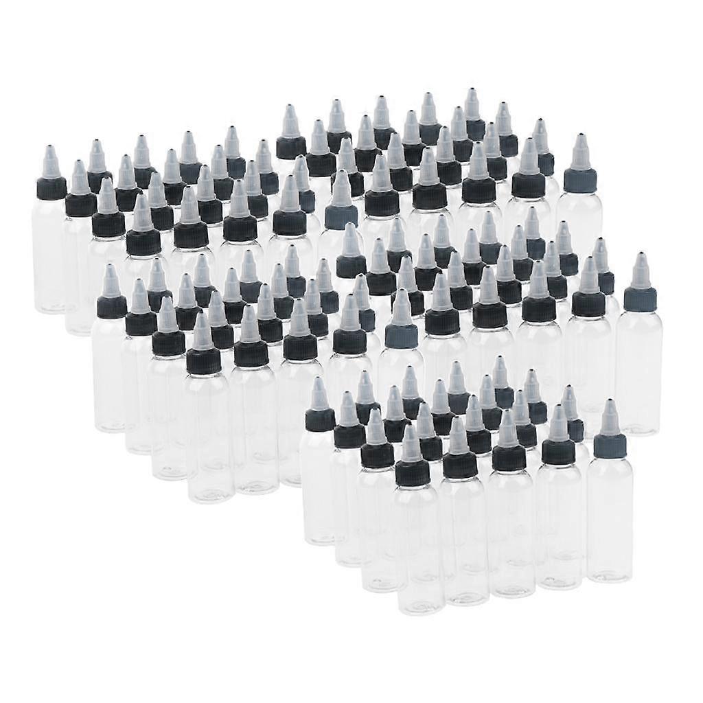 100 Pcs Empty Plastic Squeeze Bottle with Twist Top Caps Tip Applicator 30ml