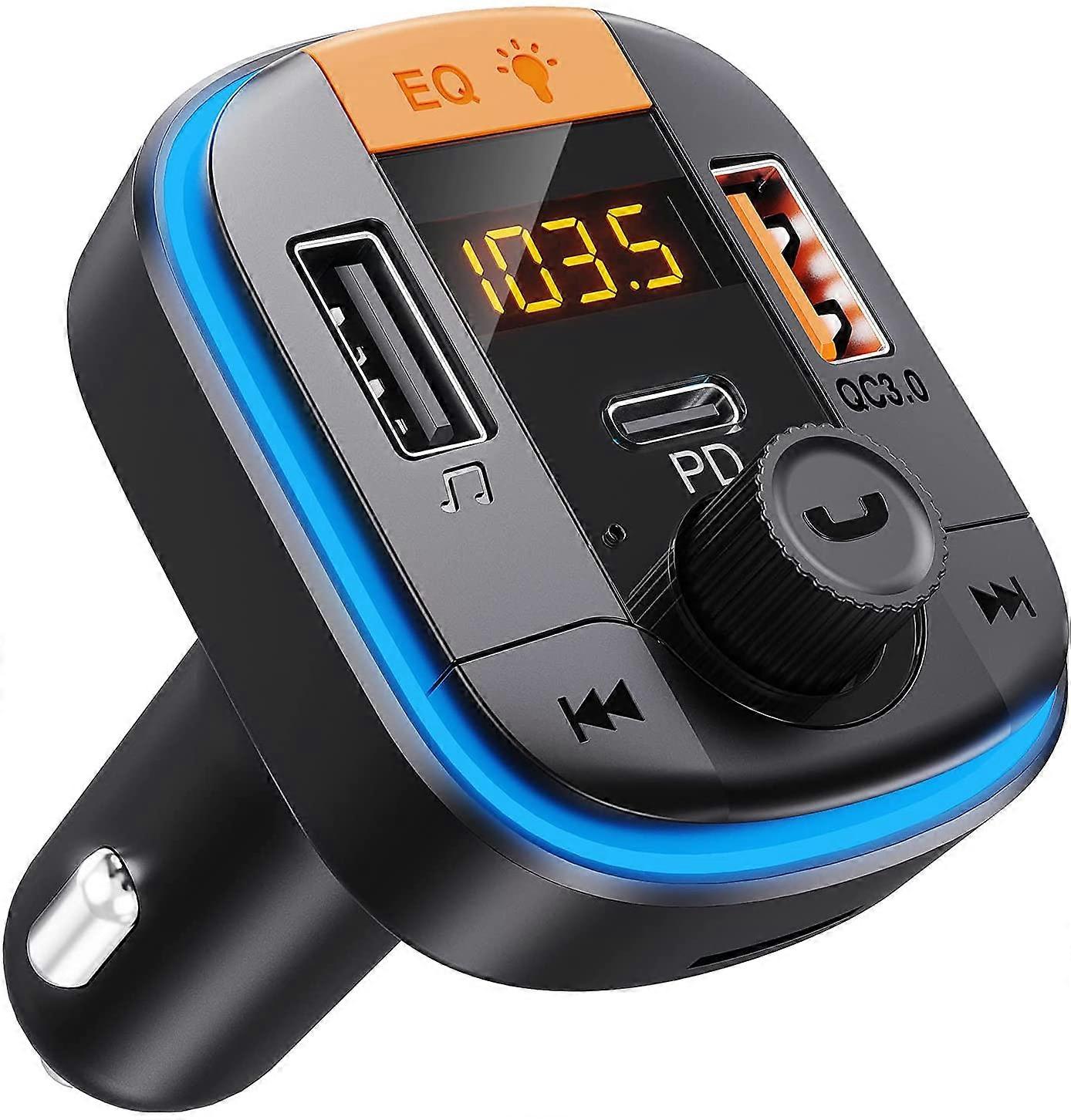 Car Bluetooth FM Transmitter, Bluetooth Car Adapter, Music Player, Car Charger, Support Hands-free Calling