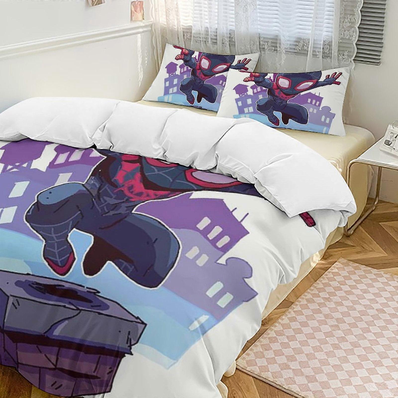 Zm160 Spider-Man 3-Piece Twin Bed Set - Includes 1 Single Quilt And 2 Pillow Cases Bedding - Fade Resistant Microfiber - Spider Lc160