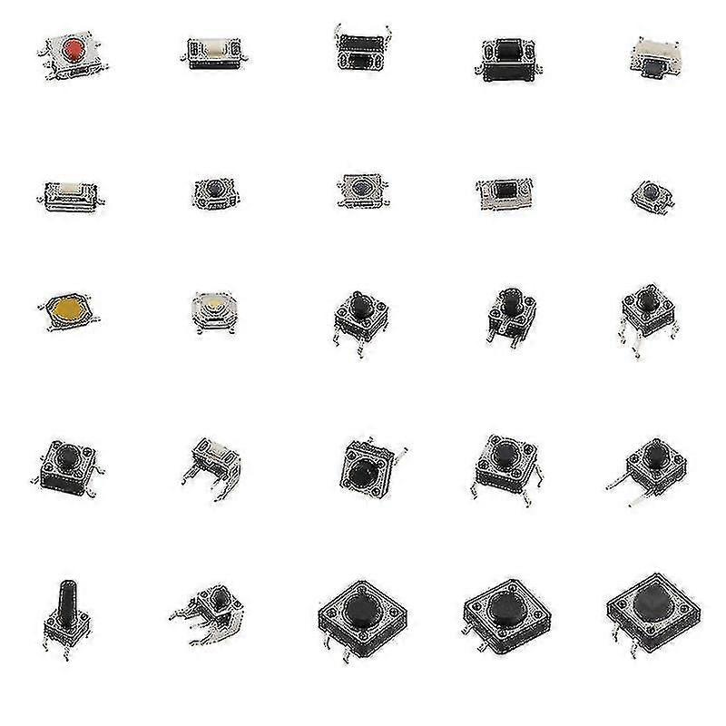 125pcs 25 Types Switches Assorted Micro Push Button Tact Switch Reset Mini Leaf