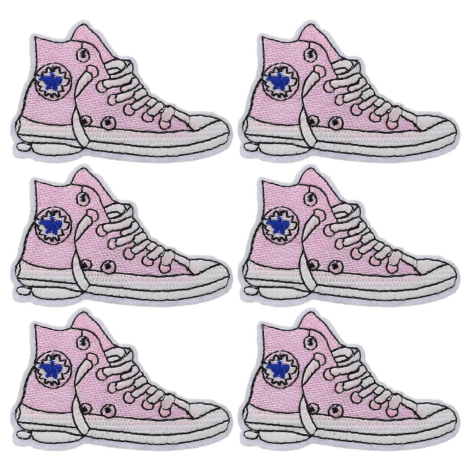 6pcs Patches Shoe Pattern DIY Making Cotton Material Removable 4.3x7.1cm/1.7x2.8in Embroidered Patch for Household