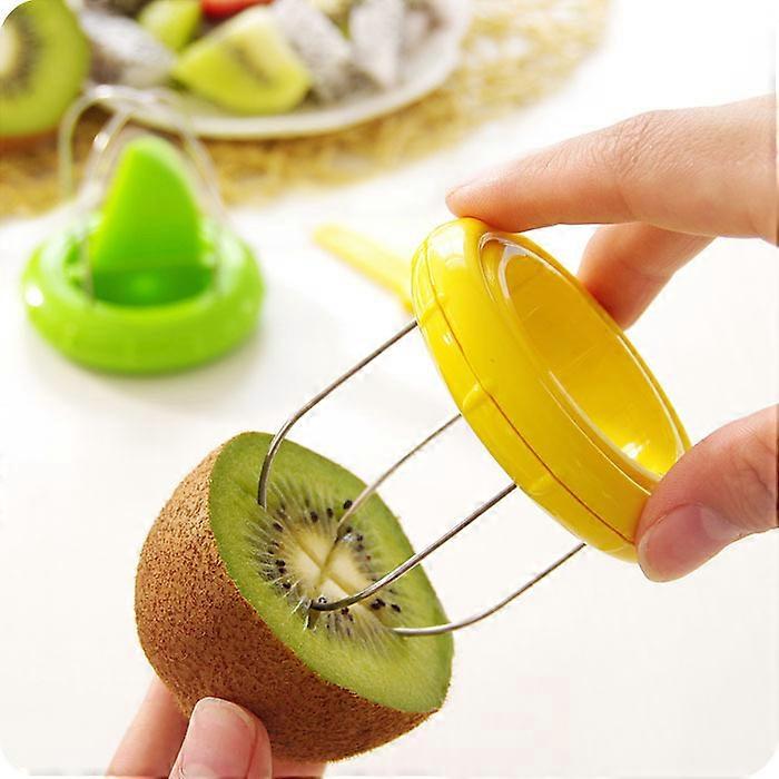 2pcs Yellow Kiwi Fruit Slicer Peeler Slicer Kiwi Fruit Spoon Knife with Plastic Cutter 3in1 Functions Easy to Handle Peel Divider Tools Portable for F