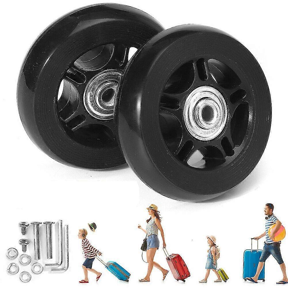 1 Pair Luggage Spinner Wheels Replacement Low Noise Suitcase Rubber Swivel Caster Wheels With Tools