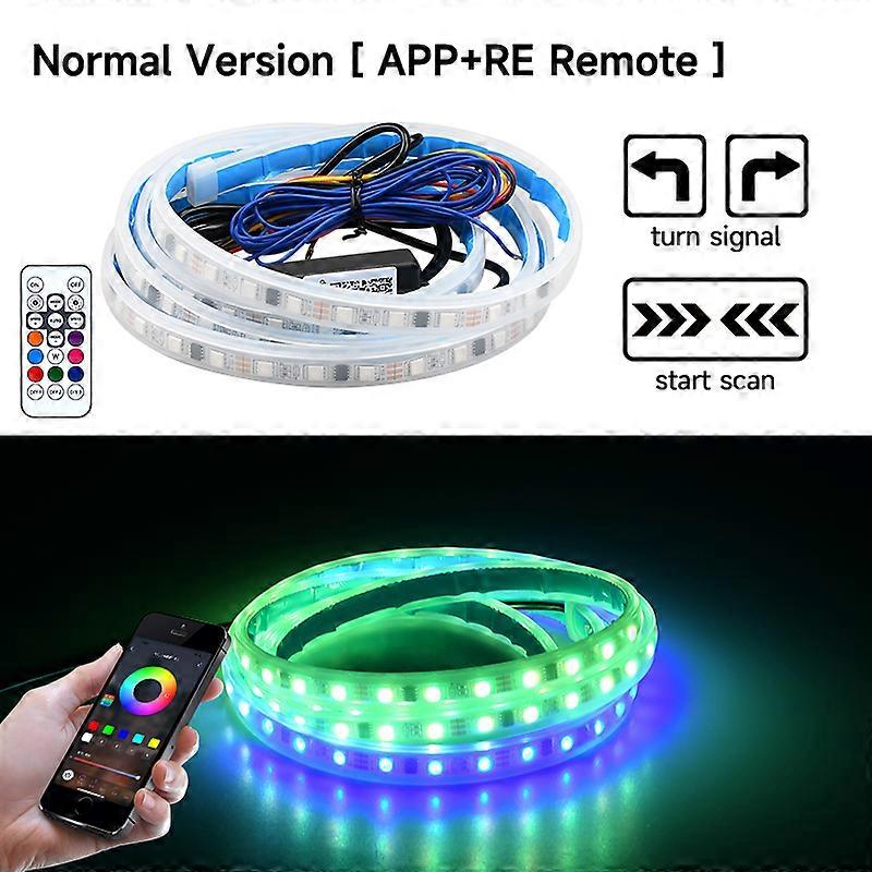 RGB LED Car Hood Light With Trun Signal APP Remote Control Daytime Running Lights Auto Decorative Atmosphere Ambient Lamp 12V