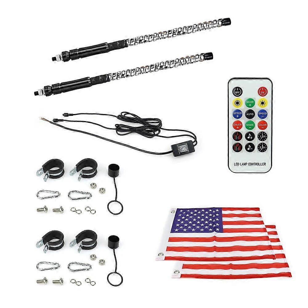 2 stücke 2ft RGB LED Peitsche Lichter Fahnenmast RF Fernbedienung / APP RGB Lampe für Jeep RZR ATV UTV Offroad Boot Auto LKW SUV