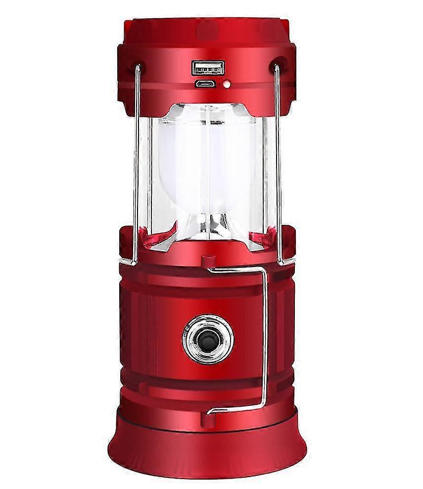 Solar outdoor emergency portable lantern, usb camping tent lightRed