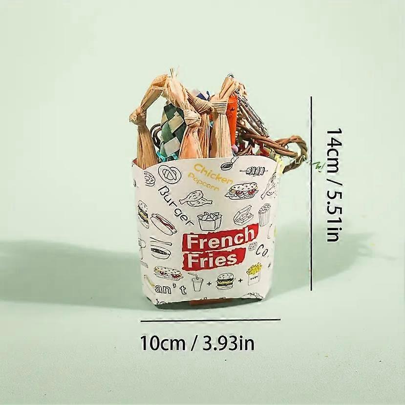1pc Random Color Bird Climbing Chew Toy Parrot Shredded Paper Toy Fun Foraging Bamboo Trap Cup Parrot French Fries Toy With Hanging And Hooks For Deco