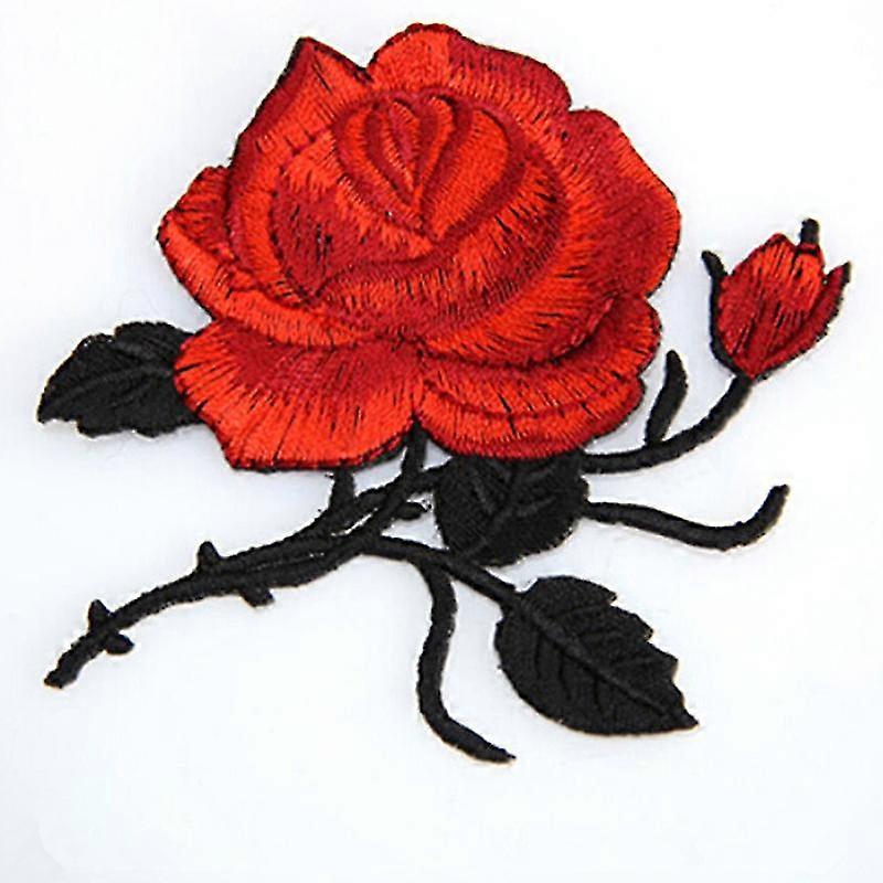 Artificial Embroidery Thread Embroidery Rose Patch For Clothes Decoration-c