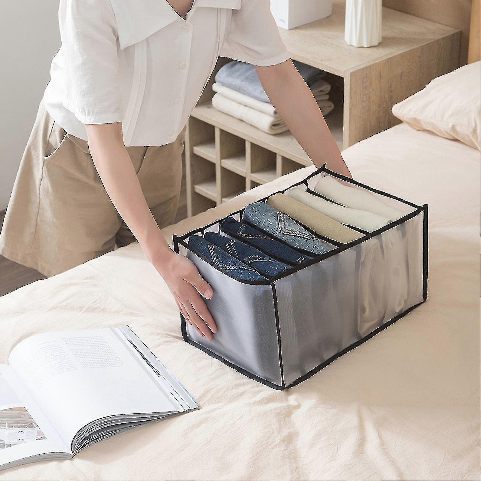 7 Grids Foldable Clothes Organizer Wardrobe Storage Box - Black