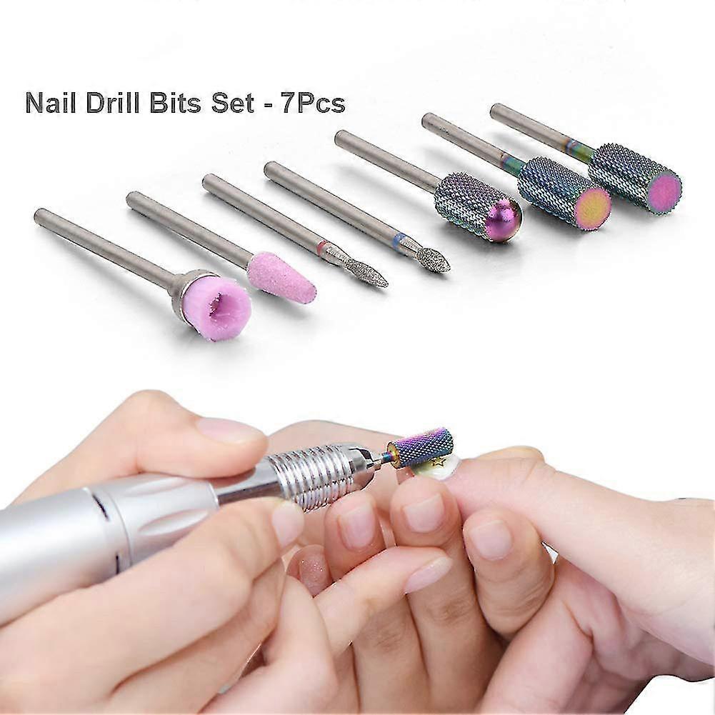 7pcs Nail Drill Bits For Acrylic Nails 3/32 Electric Nail Drill Bit Set