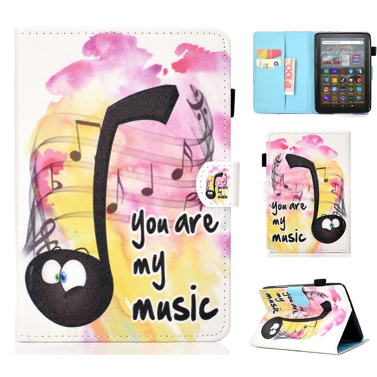 For Amazon Kindle 11th Gen (2022) Pattern Printing Folio Flip Tablet Stand Case Stitching Line PU Leather Card Holder Protective Cover