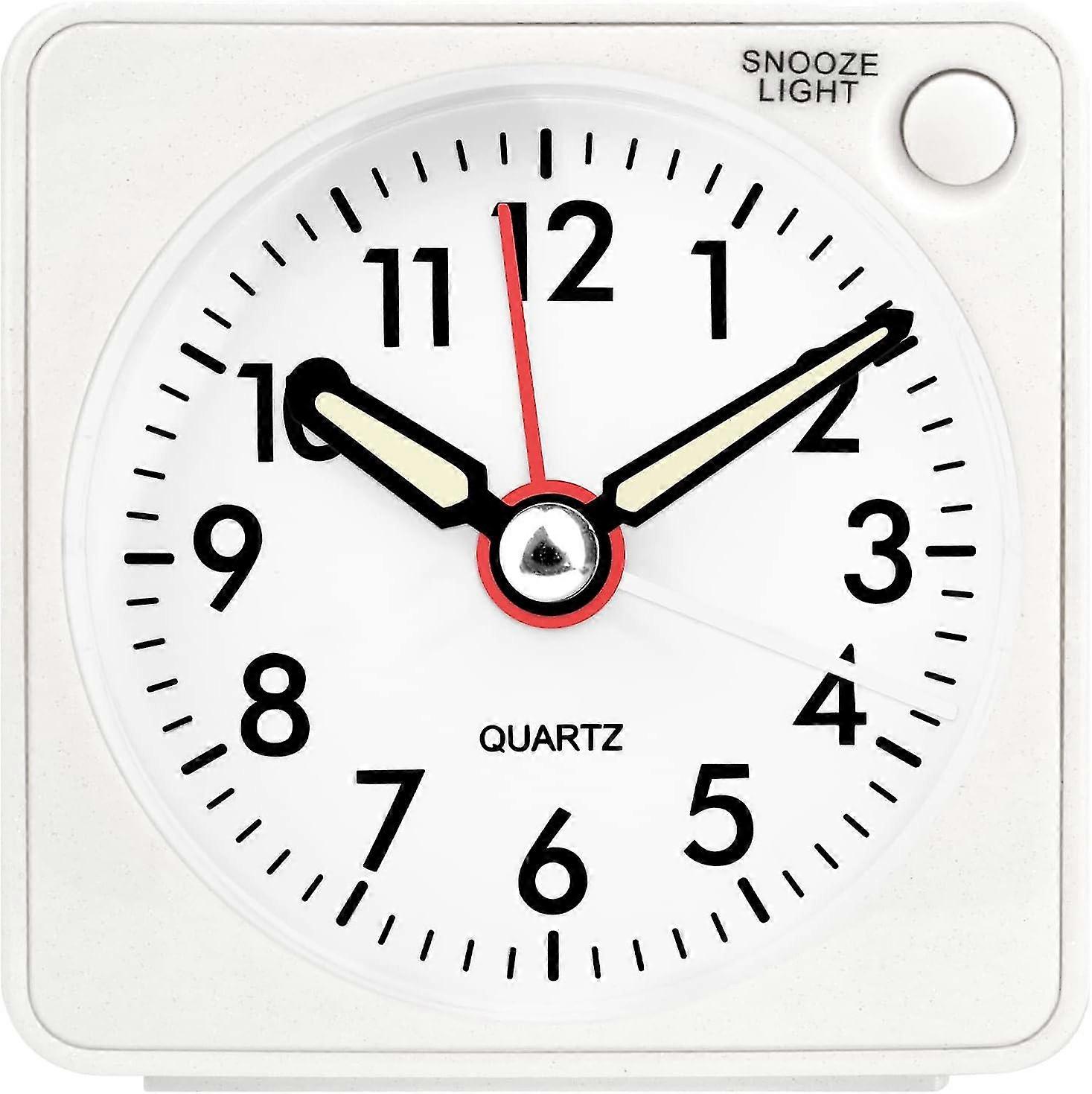 Silent Analog Alarm Clock, Small Quiet Travel Alarm Clock with Snooze and Light, Quartz Analog Alarm Clocks for Bedroom Office Travel