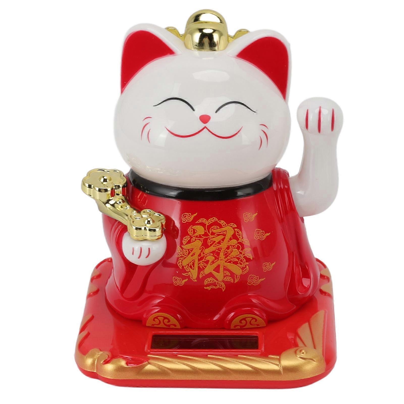 ラッキーウェーブキャットライトインダクションプラスチックチャイニーズウェルカムキャットオーナメントホームカーレッド