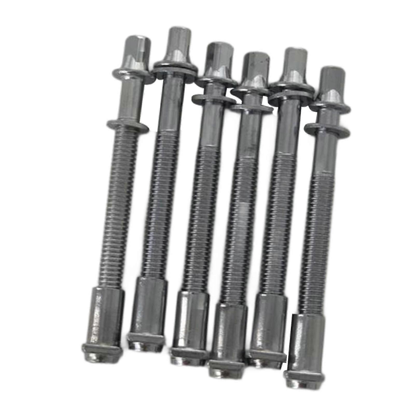 6x Tension Rods Screw with Lug Nuts for Snare Drum Musical Instruments Parts 6mmx50mm